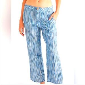 Free People Pants Size 4 Raw Hem Wide Leg Marta Yarn Dye Trousers Wide Leg